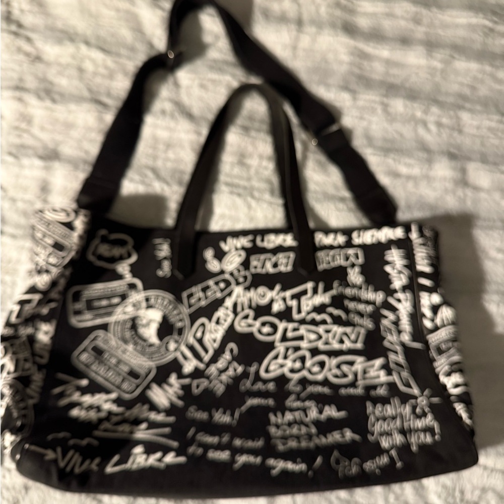 Golden Goose Black and White Graphic Tote